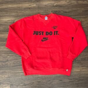 Vintage Nike “Just Do It” x The Athlete’s Foot Sweatshirt Red XL USA Made